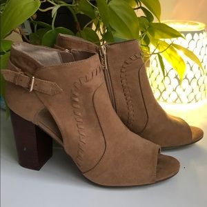 Peep toe brown booties